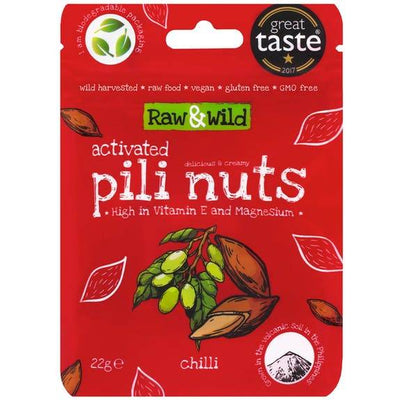 Raw & Wild Activated Pili Nuts - Chili Snack Pack 22g x 12