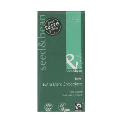 Organic Seed & Bean - Extra Dark (72%) Chocolate Bar - Mint 85g x 8