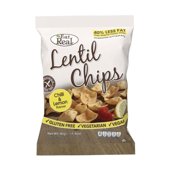 Eat Real - Lentil Chilli & Lemon Chips 40g x 12