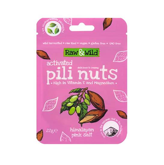 Raw & Wild Activated Pili Nuts - Pink Himalayan Salt 22g x 12