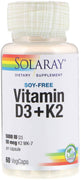 Solaray Vitamin D-3 & K-2 Vegecaps 60s