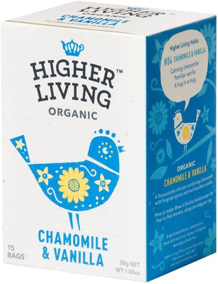 Higher Living Organic Chamomile & Vanilla 15 Bags x 4