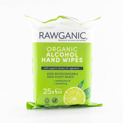 Rawganic Organic Alcohol Hand Wipes 25s