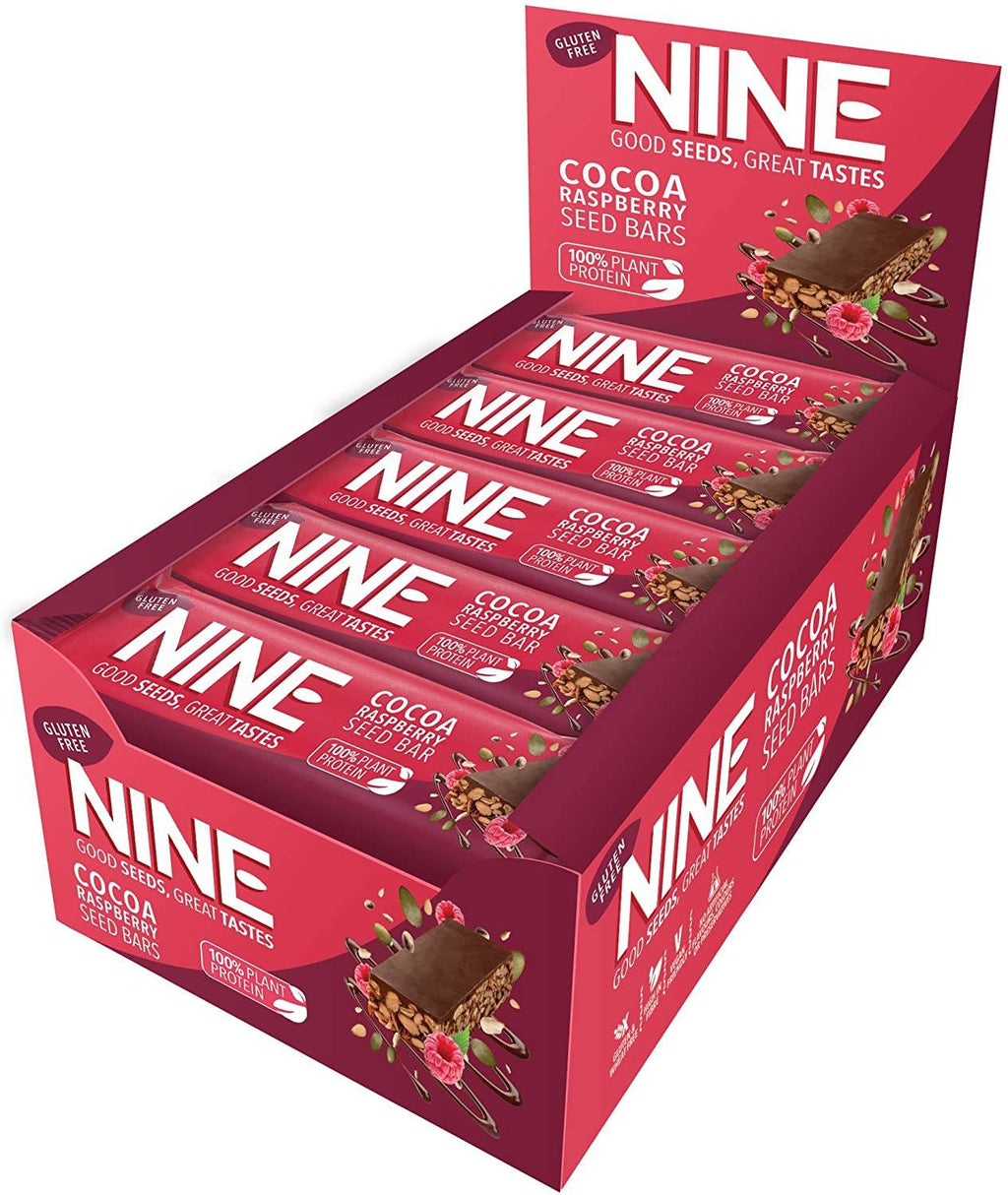 NINE White Choc & Raspberry Seed Bar 40g x 20