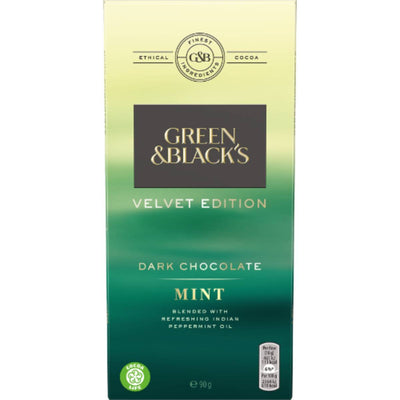 Green & Blacks Velvet Dark Chocolate Bar - Mint 70% Cocoa 90g x 18