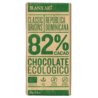 Blanxart Organic Dominica Dark 82% Chocolate 80g x 12