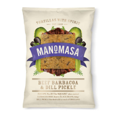 Manomasa Beef Barbacoa & Dill Pickle Tortilla Chips 160g x 12