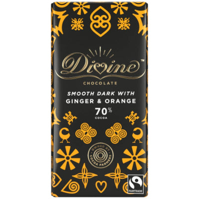 Divine 70% Dark Chocolate - Ginger & Orange 90g x 15