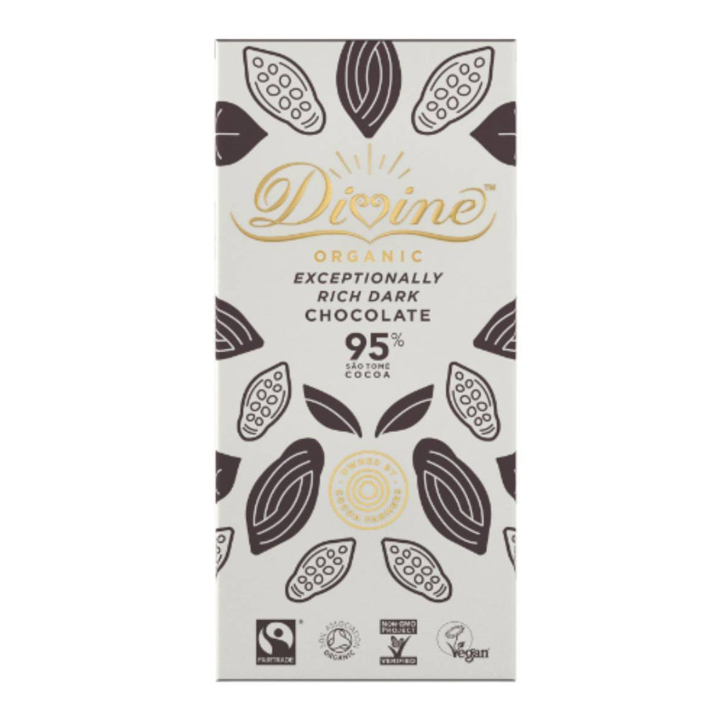 Divine Organic 95% Dark Chocolate 80g x 10