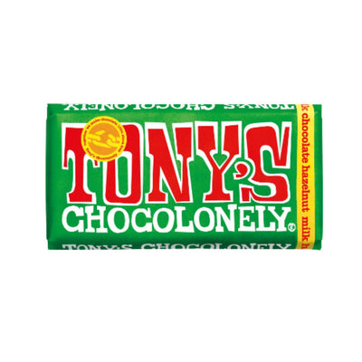 Tonys Fairtrade Milk Chocolate & Hazelnut 180g x 15