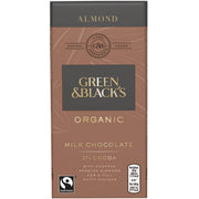 Green & Blacks Milk Chocolate Bar - Chopped Almond 90g x 15