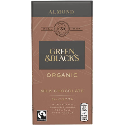 Green & Blacks Milk Chocolate Bar - Chopped Almond 90g x 15