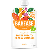 Babease Organic Sweet Potato Peas & Spinach 4m+ 100g x 8