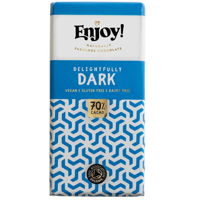 Enjoy Raw Choc Dark 70% Chocolate Bar 70g x 12
