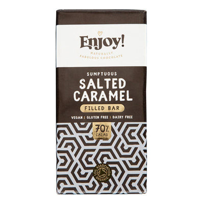 Enjoy Raw Choc Salted Caramel Filled Chocolate Bar 70g x 12