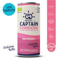 Captain Kombucha Raspberry Naturally Fermented Drink 250ml x 12