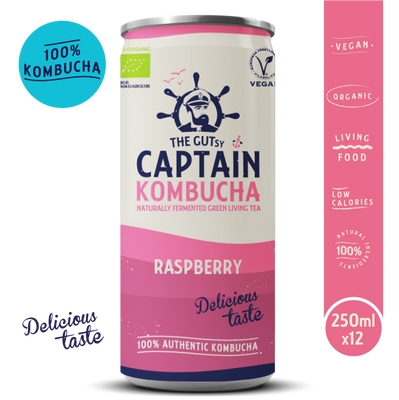 Captain Kombucha Raspberry Naturally Fermented Drink 250ml x 12