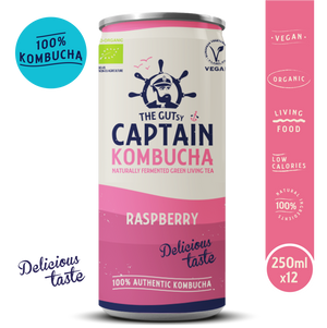 Captain Kombucha Raspberry Naturally Fermented Drink 250ml x 12
