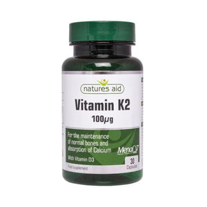 Natures Aid - Vitamin K2 (Mena Q7) 100mg with Vitamin D3 30s