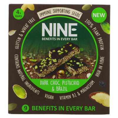 NINE Dark Choc Pistachio & Brazil Bar Multipack (40gx4) x 12