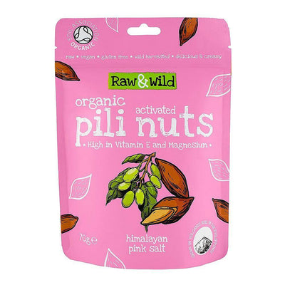 Raw & Wild Activated Pili Nuts - Pink Himalayan Salt 70g x 6