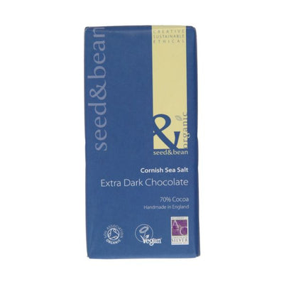 Organic Seed & Bean - Dark 70% Chocolate Bar - Cornish Sea Salt 85g x 8