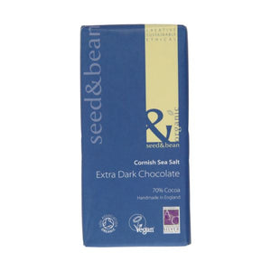 Organic Seed & Bean - Dark 70% Chocolate Bar - Cornish Sea Salt 85g x 8
