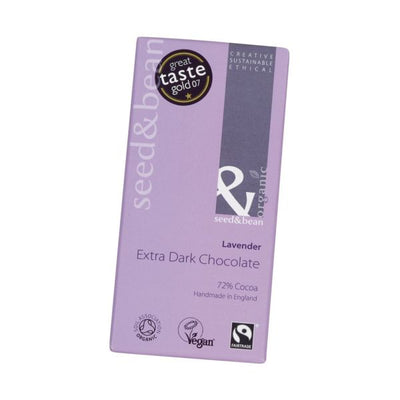 Organic Seed & Bean - Extra Dark (72%) Chocolate Bar - Lavender 85g x 8