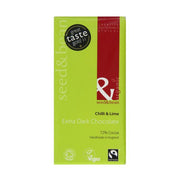 Organic Seed & Bean - Extra Dark (72%) Chocolate Bar - Chilli & Lime 85g x 8