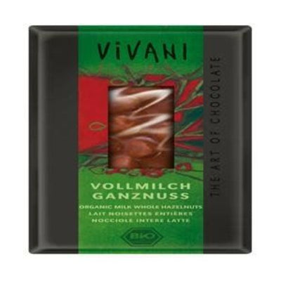 Vivani - Organic Milk Chocolate With Whole Hazelnuts 100g x 10