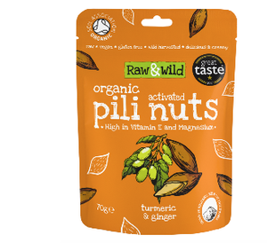 Raw & Wild Activated Pili Nuts - Turmeric Ginger 70g x 6
