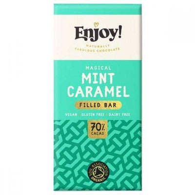 Enjoy Raw Choc Mint Caramel Filled Chocolate Bar 70g x 12