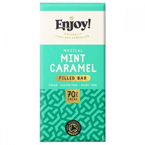 Enjoy Raw Choc Mint Caramel Filled Chocolate Bar 70g x 12