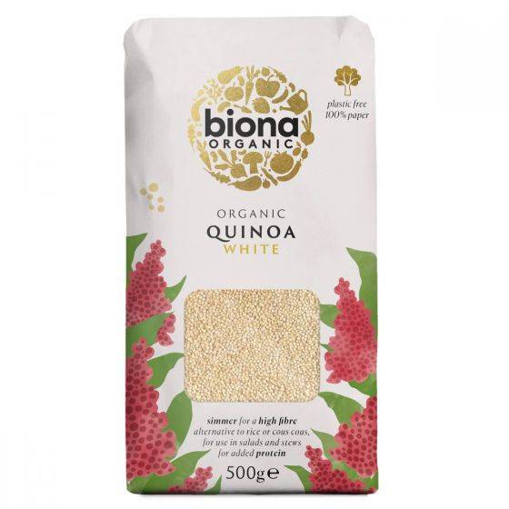 Biona Organic White Quinoa - Plastic Free Paper Bag 500g x 6