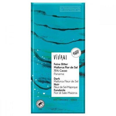 Vivani Fine 75% Dark Mallorca Fleur De Sel Panama 80g x 10