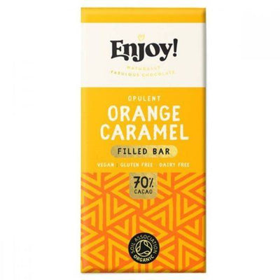 Enjoy Raw Choc Orange Caramel Filled Chocolate Bar 70g x 12