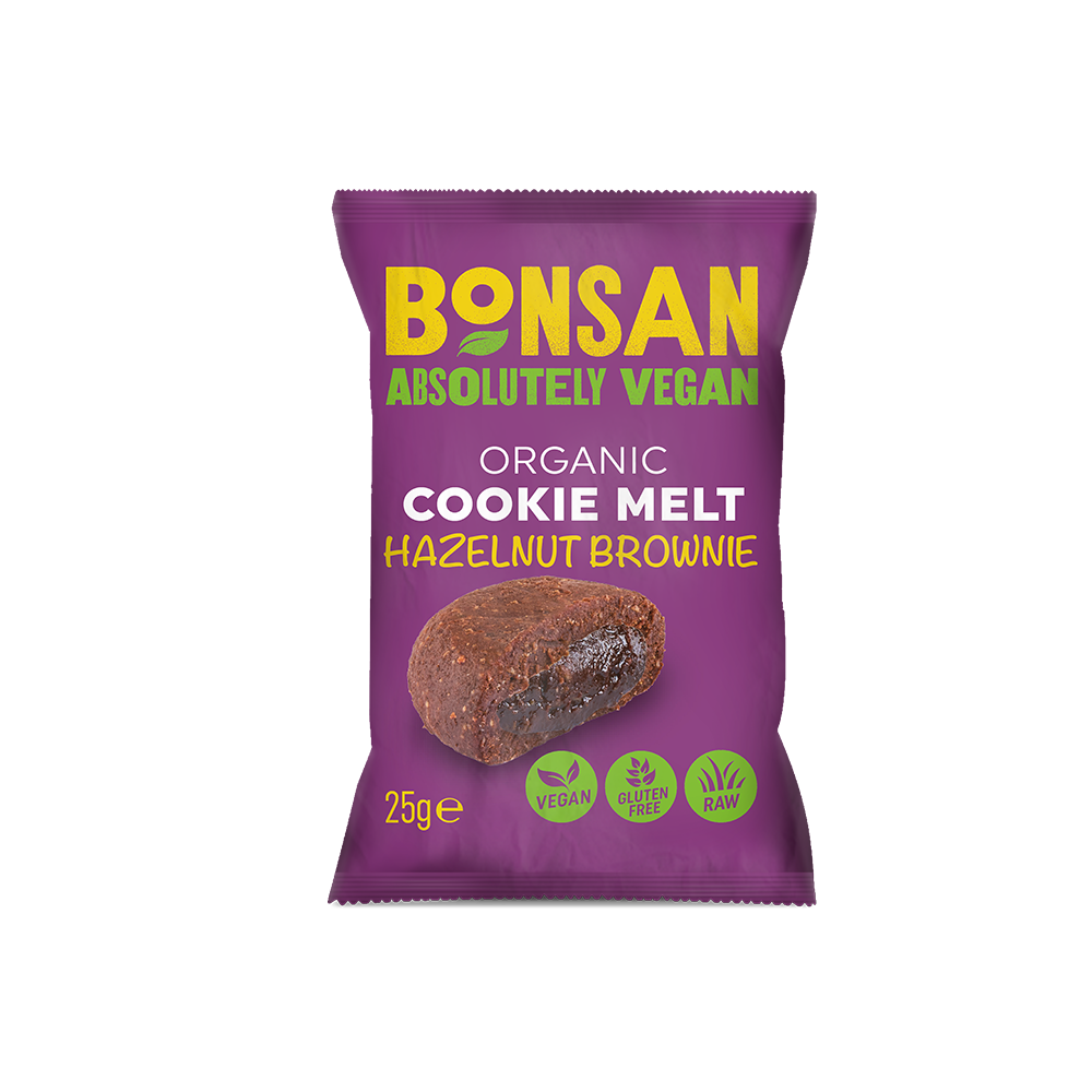 Bonsan Organic Vegan Cookie Melt - Hazelnut Brownie 25g x 16