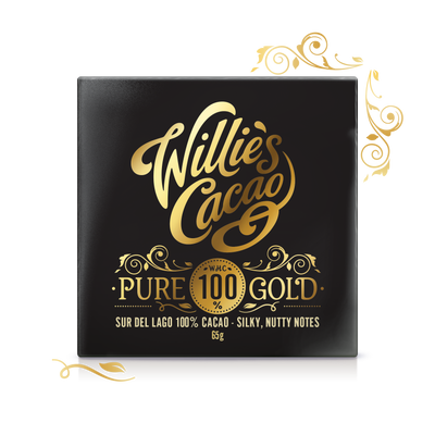 Willies Cacao Pure 100% Gold Sur Del Lago Bar 65g x 12