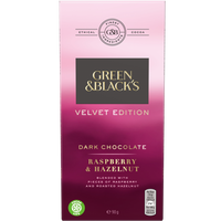 Green & Blacks Velvet Raspberry Hazelnut Chocolate Bar 90g x 18